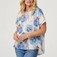 Floral Cap Sleeve Relaxed Blouse