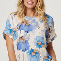 Floral Cap Sleeve Relaxed Blouse
