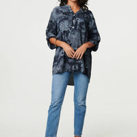 Floral 3/4 Sleeve Relaxed Blouse