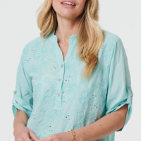 Broderie Anglaise Button Front Blouse