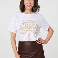 Sparkly Graphic Print Short Sleeve Top