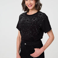 Sparkly Star Print Short Sleeve T-Shirt