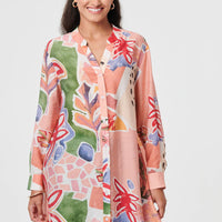 Abstract Longline Relaxed Shirt Dress