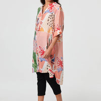 Abstract Longline Relaxed Shirt Dress