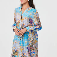 Floral Long Sleeve Longline Tunic Shirt