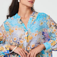 Floral Long Sleeve Longline Tunic Shirt