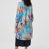 Floral Long Sleeve Longline Tunic Shirt