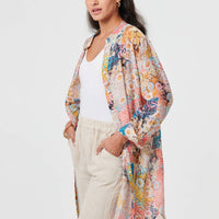 Floral Long Sleeve Longline Tunic Shirt