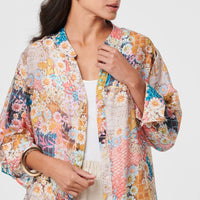 Floral Long Sleeve Longline Tunic Shirt