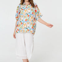 Patchwork Relaxed 1/2 Sleeve Shirt