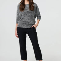 Metallic Stripe 3/4 Batwing Sleeve Top