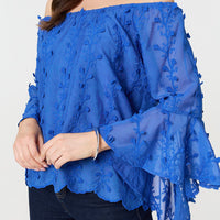 Textured Semi Sheer Bardot Blouse