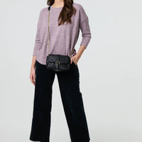 Relaxed Boat Neck 3/4 Sleeve Top