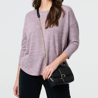 Relaxed Boat Neck 3/4 Sleeve Top