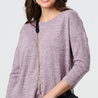 Relaxed Boat Neck 3/4 Sleeve Top