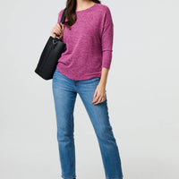 Relaxed Boat Neck 3/4 Sleeve Top