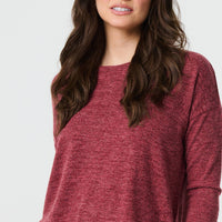 Relaxed Boat Neck 3/4 Sleeve Top