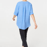 Button Detail 1/2 Sleeve V-Neck Blouse