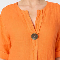 Button Detail 1/2 Sleeve V-Neck Blouse