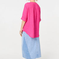Button Detail 1/2 Sleeve V-Neck Blouse