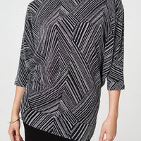 Striped Metallic 3/4 Batwing Sleeve Top