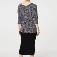 Striped Metallic 3/4 Batwing Sleeve Top