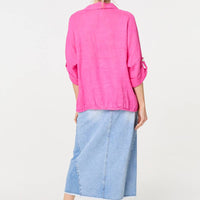 Sequin Detail 3/4 Turn-Up Sleeve Shirt