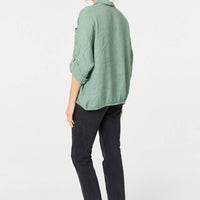 Sequin Detail 3/4 Turn-Up Sleeve Shirt