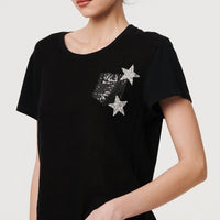 Metallic Star Detail Relaxed T-Shirt
