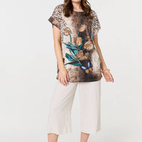 Printed Cap Sleeve Relaxed T-Shirt
