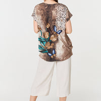 Printed Cap Sleeve Relaxed T-Shirt
