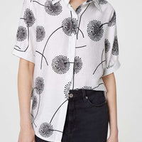 Printed 1/2 Sleeve Button-Up Shirt