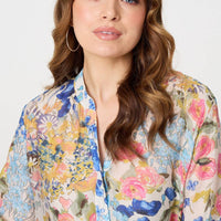 Floral Print Longline Semi Sheer Shirt