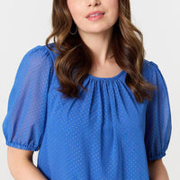 Polka Dot Print Semi Sheer Blouse