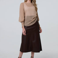 Mesh Fishnet Long Puff Sleeve Top
