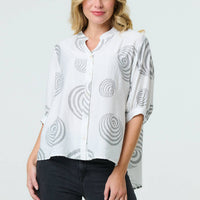 Printed Relaxed 3/4 Sleeve Blouse