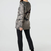 Dragonfly Print Long Sleeve Tunic Top
