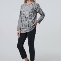 Graphic Print Cut Out Layer Hoodie