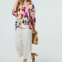 Brushstroke Print 3/4 Sleeve Shirt