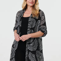 Abstract Sheer Relaxed Longline Blouse
