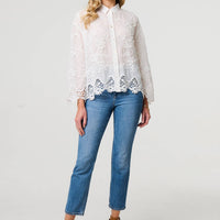Embroidered Lace Long Sleeve Shirt