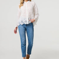 Embroidered Lace Long Sleeve Shirt