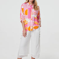 Abstract 3/4 Sleeve Relaxed Shirt