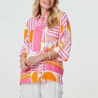 Abstract 3/4 Sleeve Relaxed Shirt