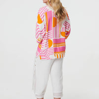 Abstract 3/4 Sleeve Relaxed Shirt