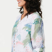 Abstract 3/4 Sleeve Relaxed Blouse