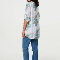 Abstract 3/4 Sleeve Relaxed Blouse