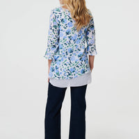 Floral Layered 3/4 Sleeve Tunic Top