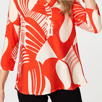 Abstract 3/4 Sleeve Button Detail Blouse