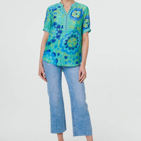 Floral Stud Detail Short Sleeve Blouse